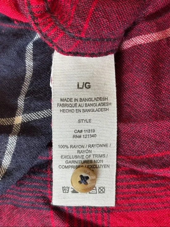 Women’s Soft Comfy Red Plaid Shirt Size Large ❤️ Garage - Picture 4 of 7